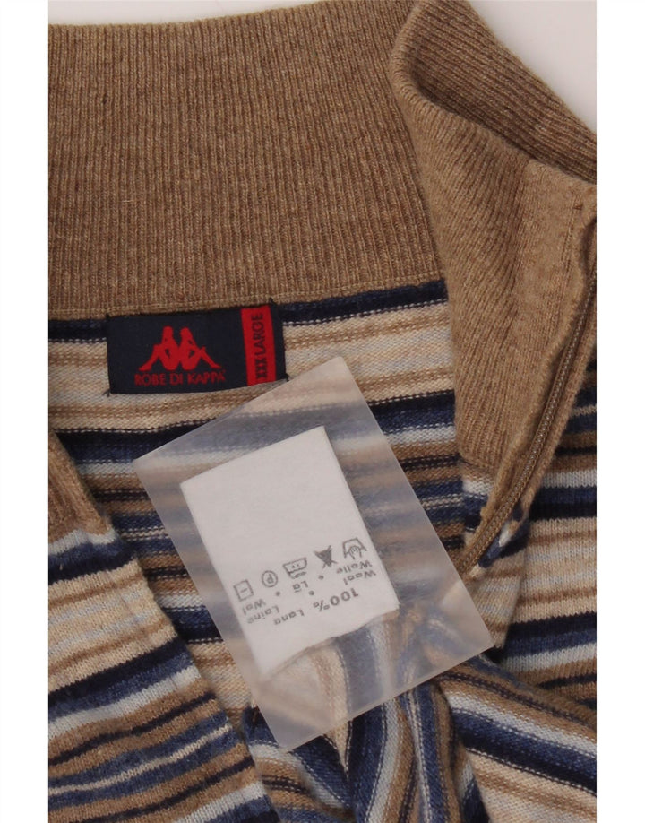 Maglione Kappa da uomo con zip e collo 3XL in lana a righe multicolore