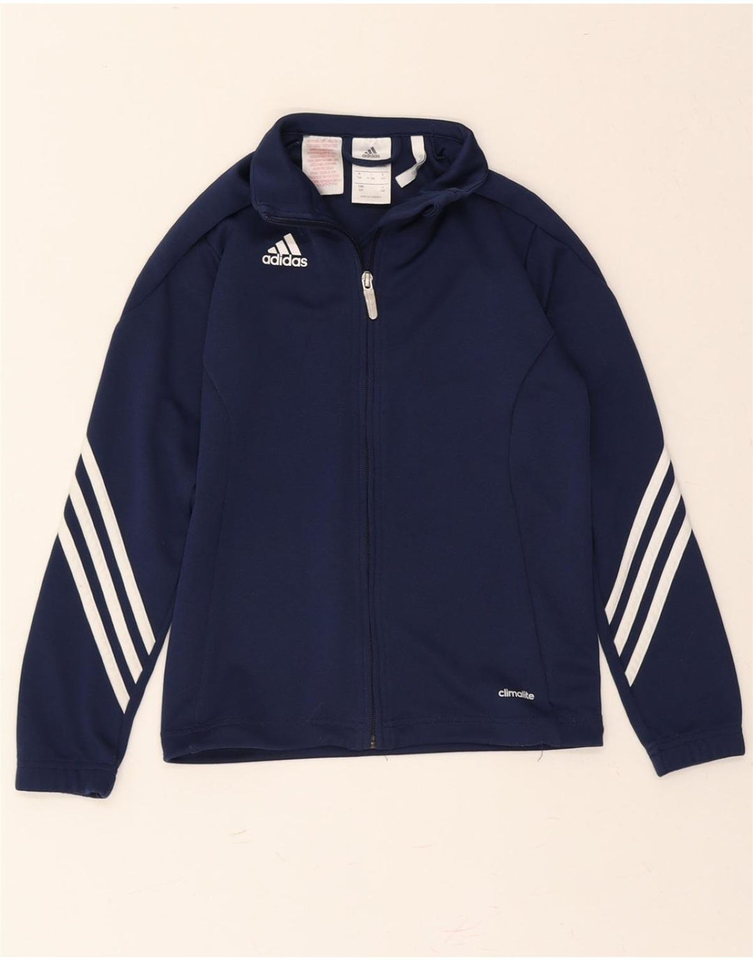 ADIDAS Boys Climalite Tracksuit Top Jacket 9-10 Years Navy Blue Polyester Vintage Adidas and Second-Hand Adidas from Messina Hembry 
