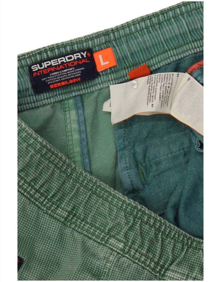 Pantaloncini chino da uomo Superdry grandi W36 in cotone pied de poule verde