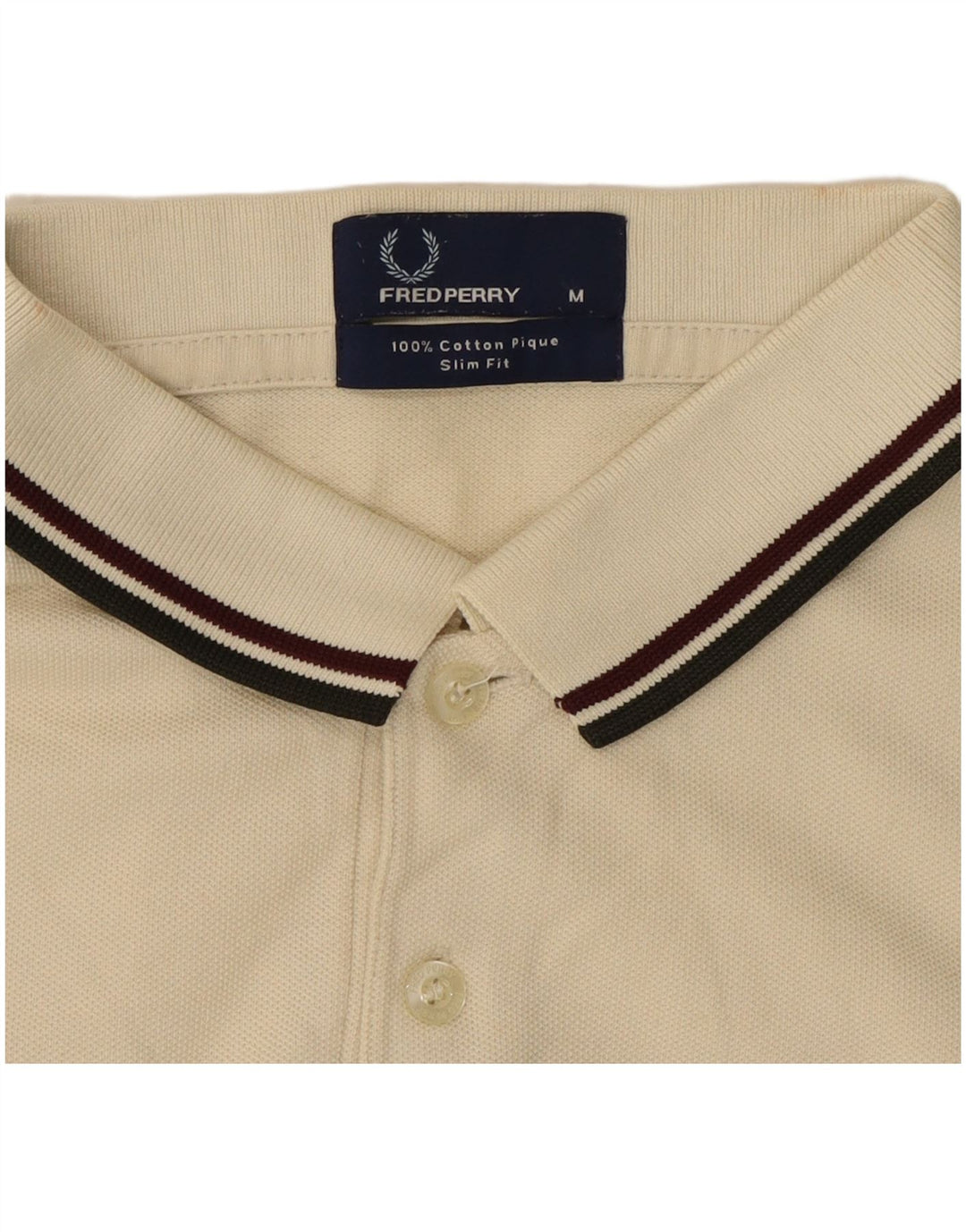 Polo da uomo slim fit Fred Perry in cotone bianco sporco medio