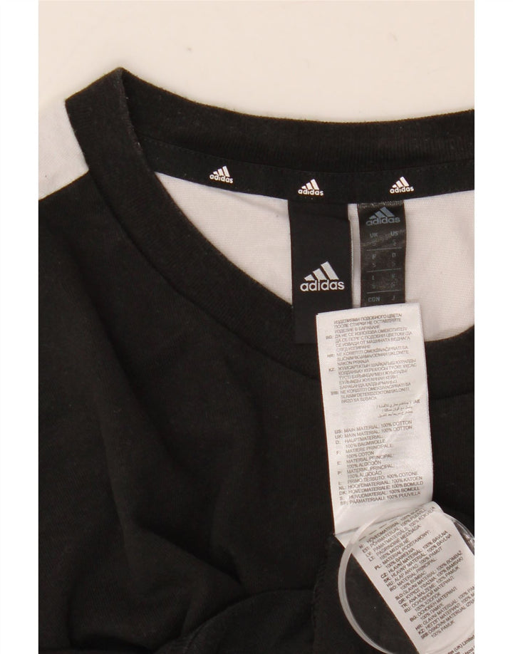 T-shirt da uomo Adidas Top Small nera in cotone color block