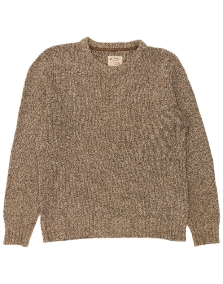 Maglione maglione girocollo da uomo Fat Face Lana screziata grigio medio