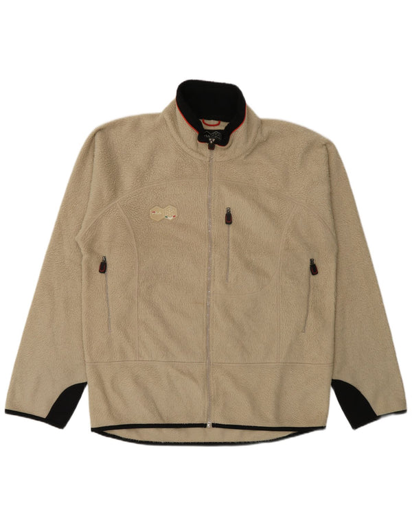 Giacca in pile da uomo Fila UK 40 Large Beige Colourblock Poliestere