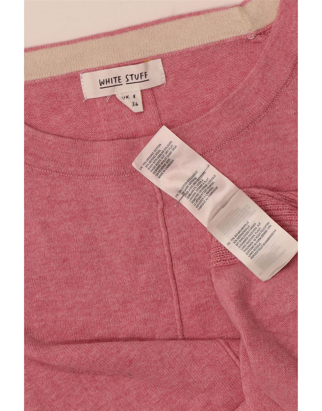 Maglione maglione con scollo a barca da donna di White Stuff UK 8 piccolo cotone rosa