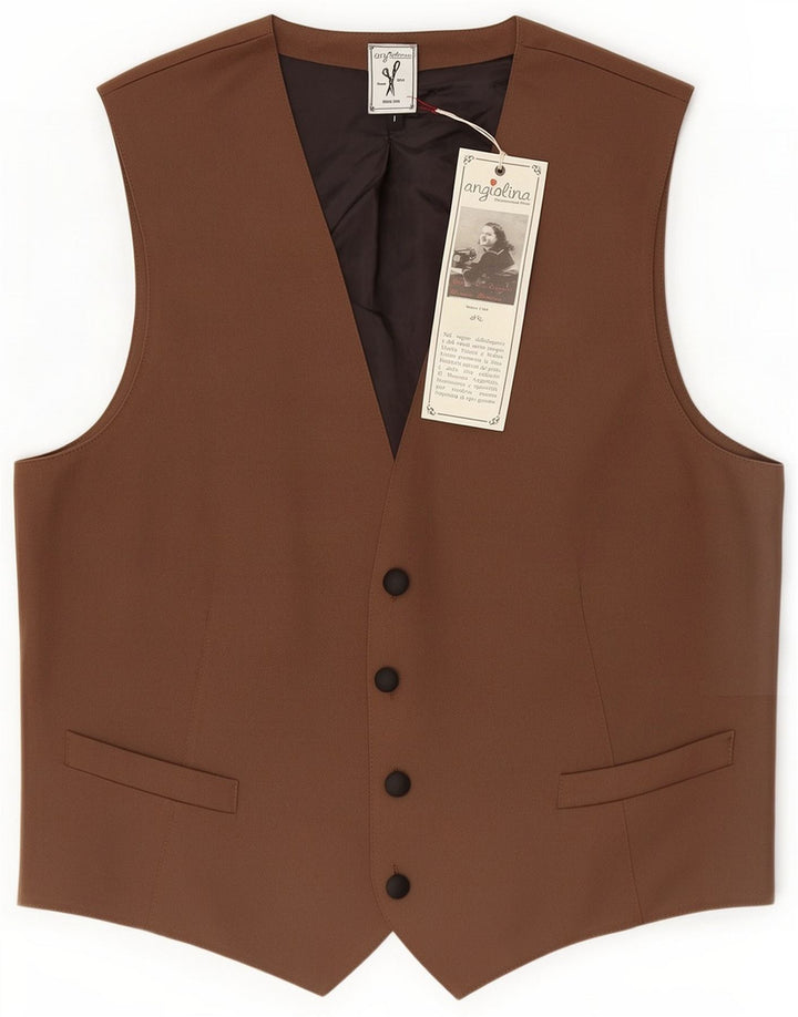 Gilet vintage da uomo grande marrone poliestere