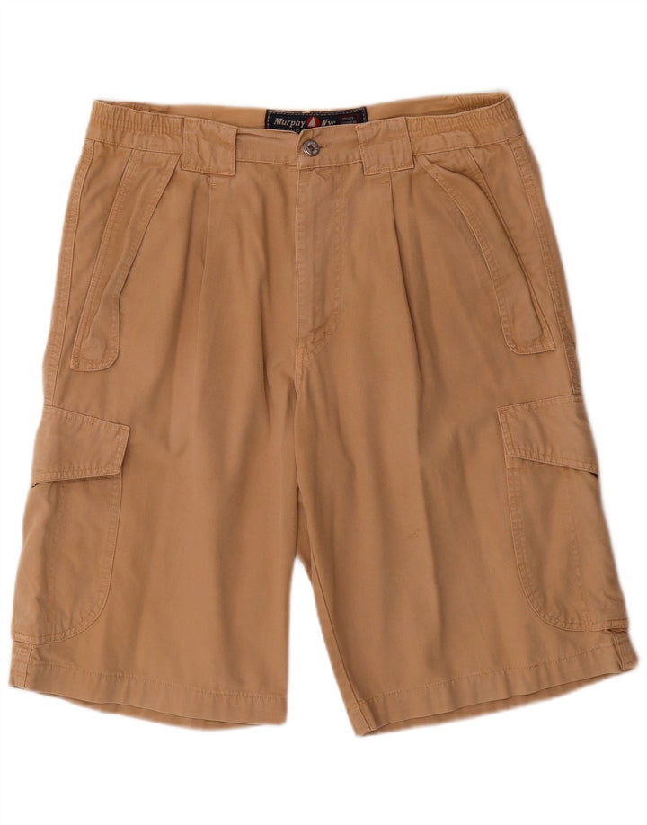 Pantaloncini cargo da uomo Murphy & Nye W34 grandi in cotone beige