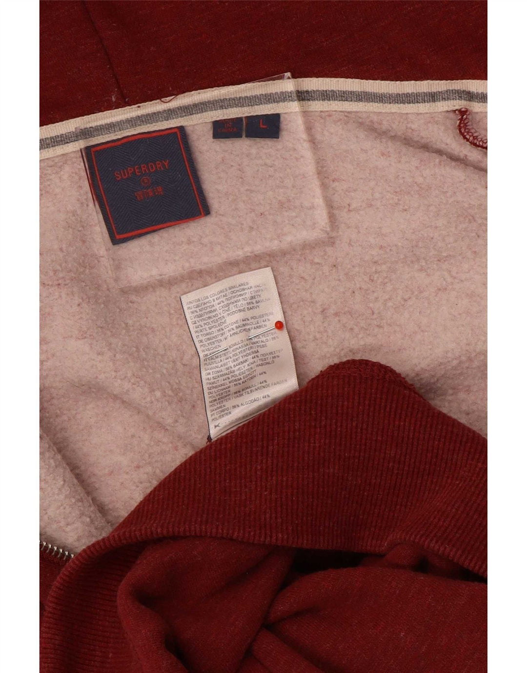 Maglione con cappuccio e zip da uomo Superdry grande in cotone rosso