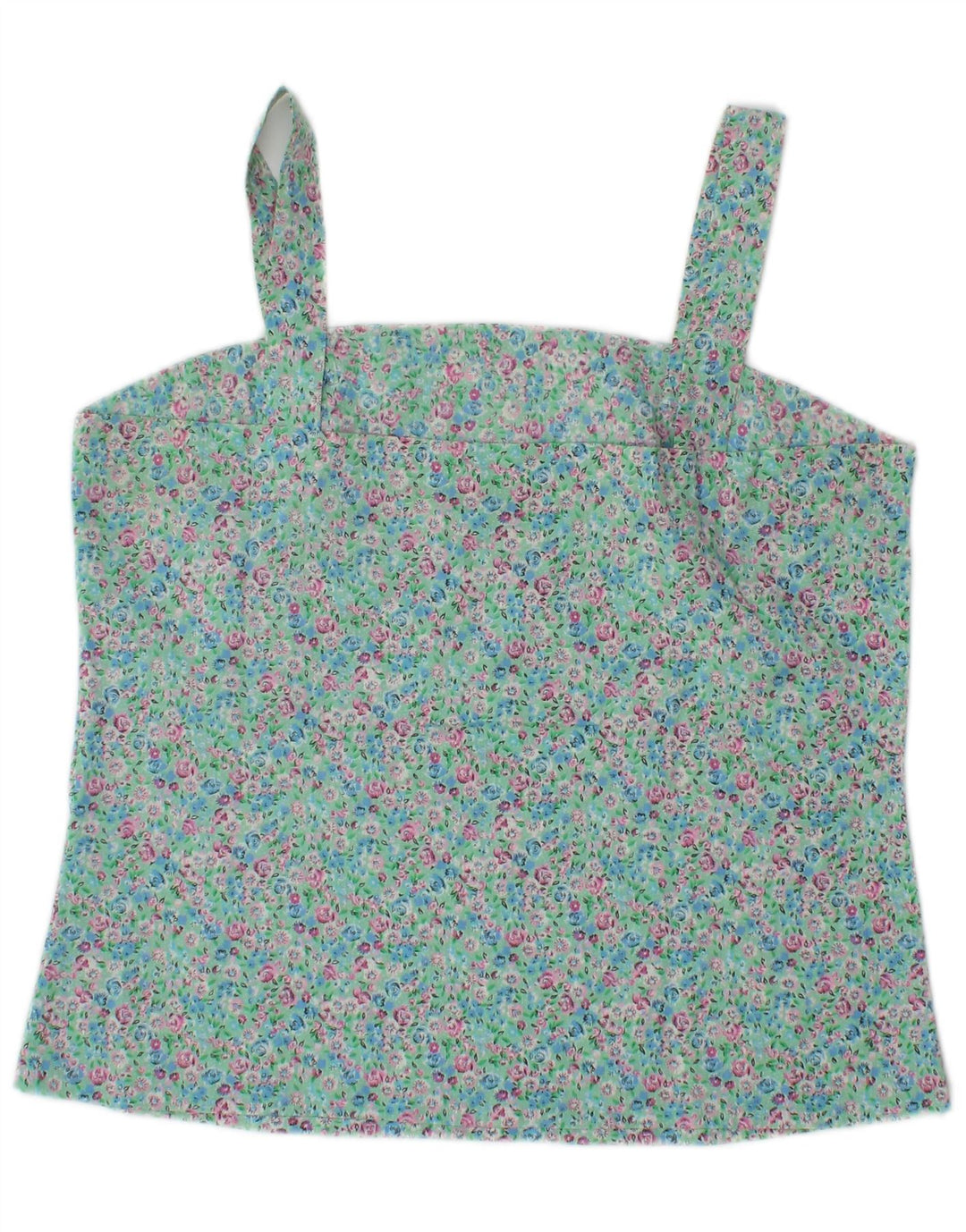 Canottiera vintage da donna UK 10 piccola floreale turchese