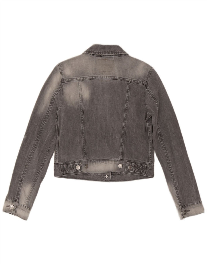 Giacca in denim corta da donna LEVI'S UK 10 piccola in cotone grigio