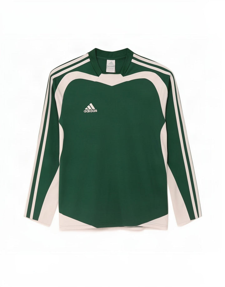 Adidas Uomo Climalite Top Manica Lunga Piccolo Verde Colourblock Poliestere