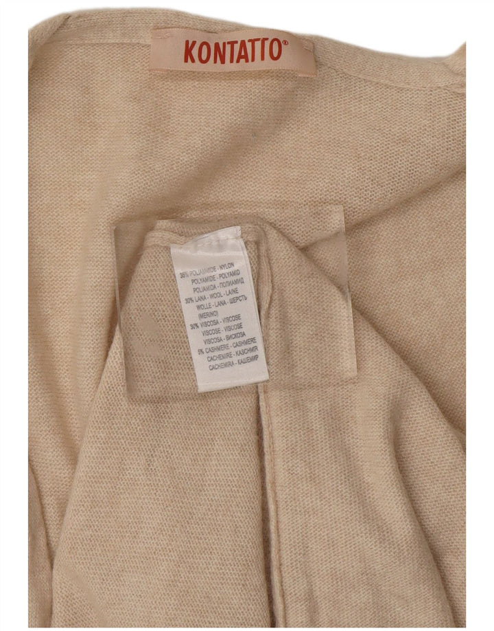 KONTATTO Maglione cardigan lungo da donna UK 14 Poliammide beige medio