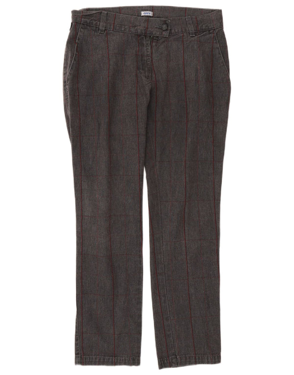 Pantaloni casual dritti da donna Onyx IT 40 Small W27 L28 Cotone a quadri grigi