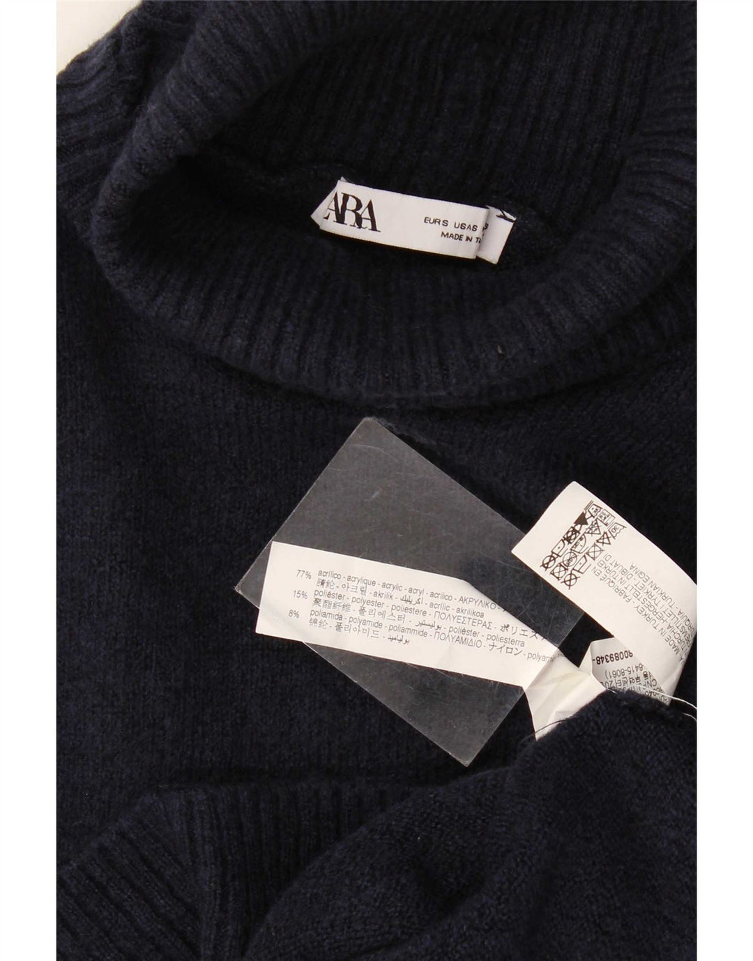 Maglione maglione oversize con collo alto da donna Zara UK 10 piccolo blu navy