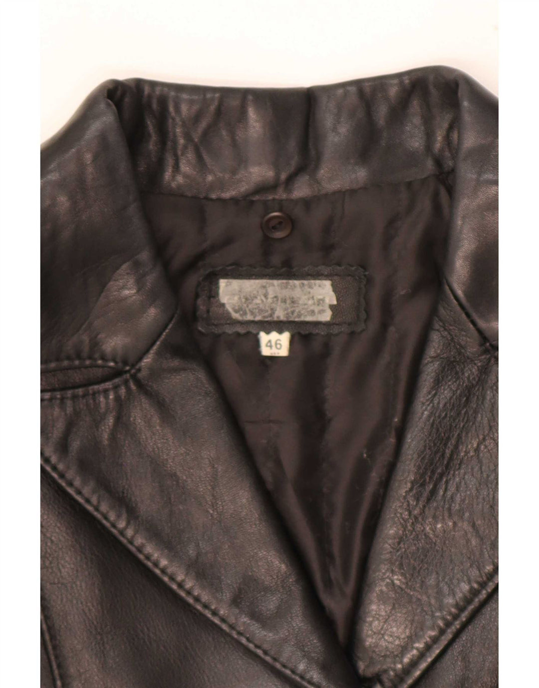 Giacca in pelle vintage da donna IT 46 grande nera