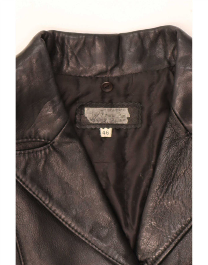 Giacca in pelle vintage da donna IT 46 grande nera