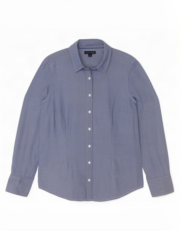 Tommy Hilfiger Womens Shirt UK 12 Medium Blue Cotton