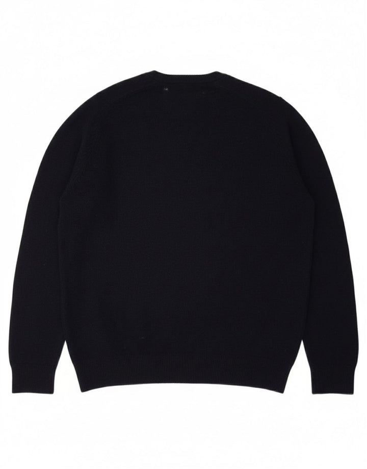 BLUE HARBOUR Mens V-Neck Jumper Sweater Medium Navy Blue Lambswool