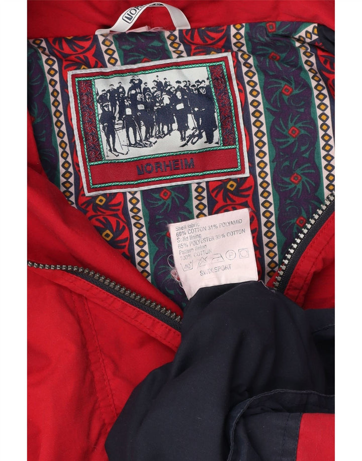 NORHEIM Giacca anorak da uomo con cappuccio UK 40 Large Rosso Colorblock Cotone