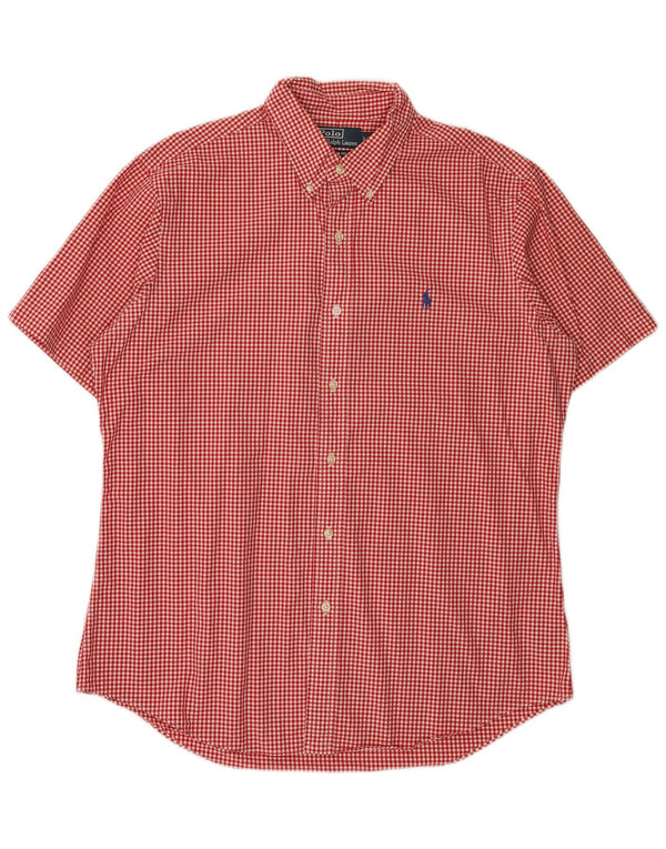 Polo Ralph Lauren Camicia da uomo a maniche corte personalizzata, grande a quadretti rossi