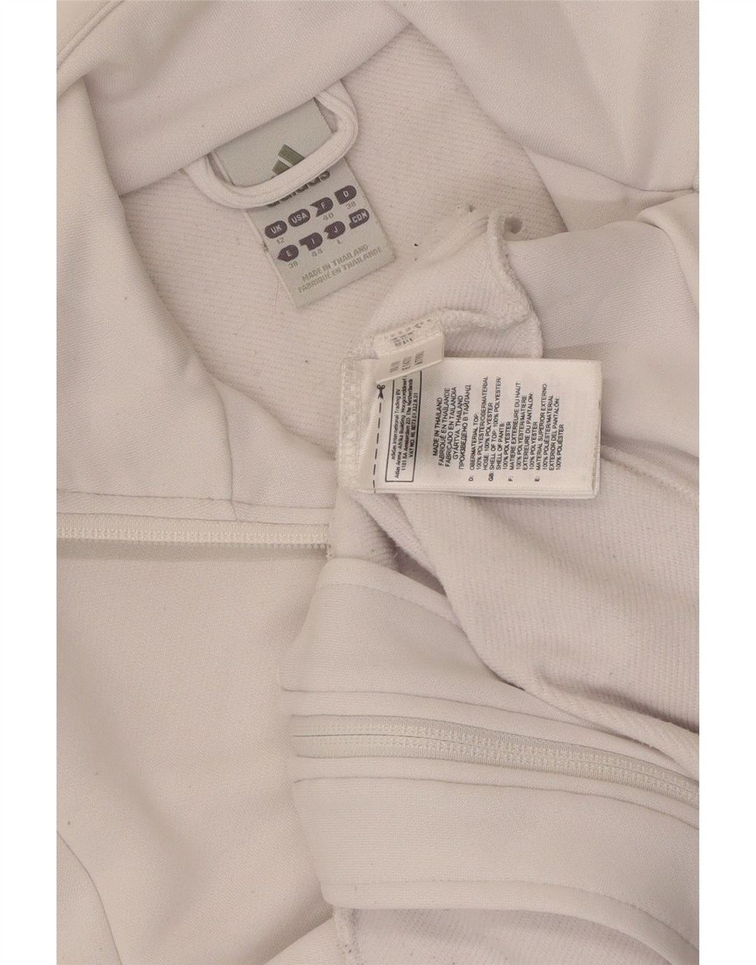 Giacca da tuta da donna Adidas UK 12 poliestere bianco medio