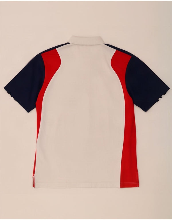 Polo Adidas da uomo UK 42/44 grande poliestere color block bianco