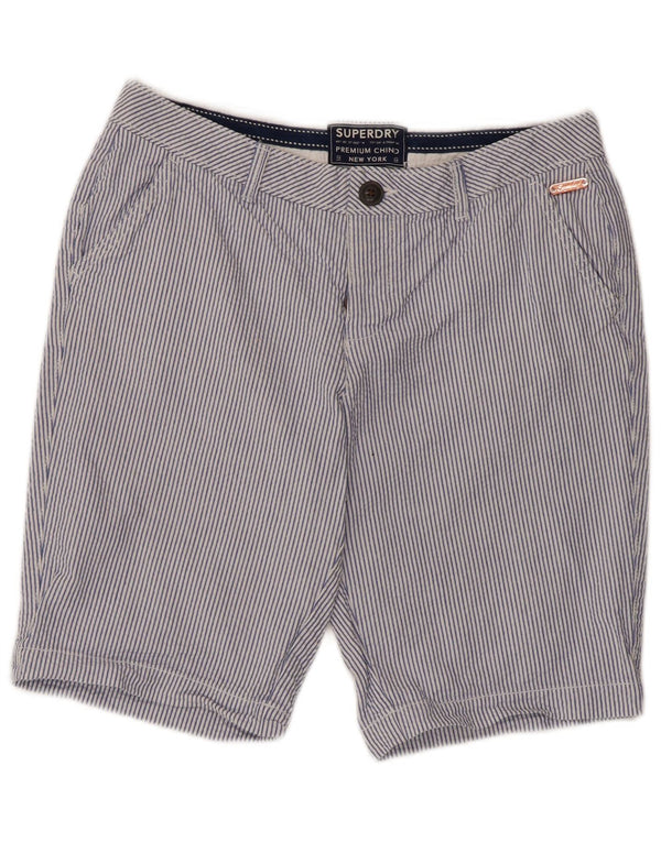 Pantaloncini chino da donna Superdry UK 8 Small W30 cotone gessato blu