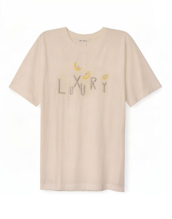 T-shirt grafica oversize da donna Di Bari Top EU 40 Lino bianco medio