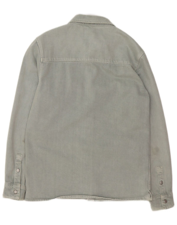 Camicia di jeans Zara da uomo dalla vestibilità comoda, piccola, in cotone verde