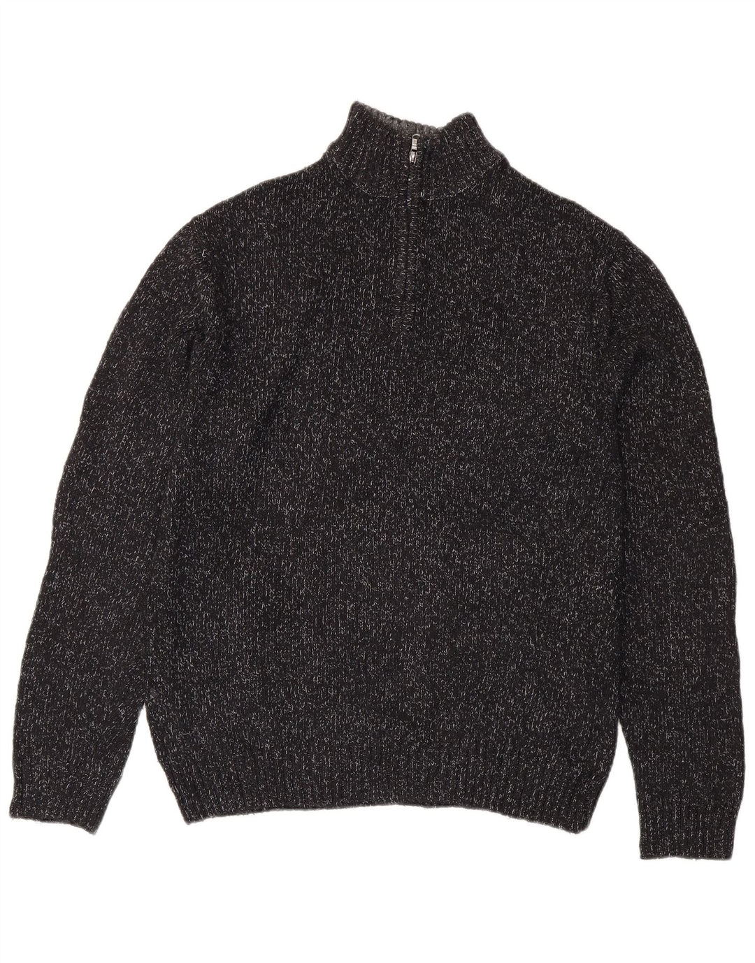 Maglione da uomo con collo con zip CHAPS, cotone medio nero screziato