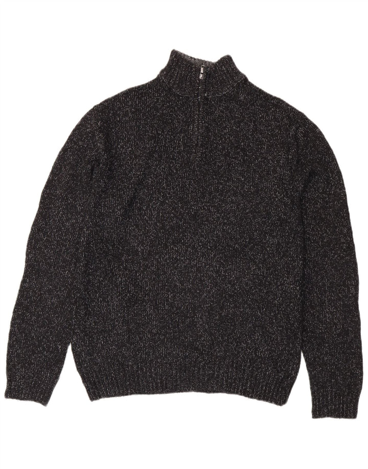 Maglione da uomo con collo con zip CHAPS, cotone medio nero screziato