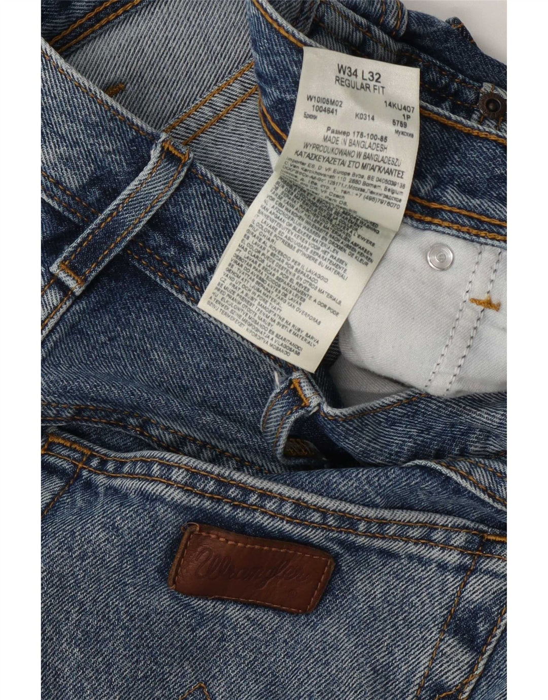 Jeans dritti da uomo Wrangler vestibilità regolare W34 L32 cotone blu