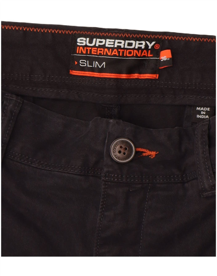 Pantaloncini chino slim da uomo Superdry W36 grandi in cotone nero