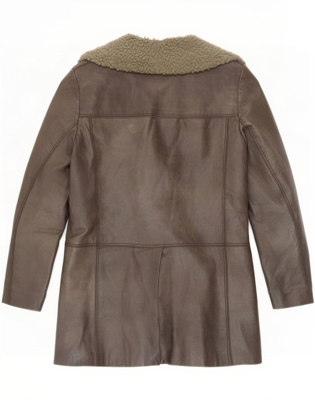 Giacca in shearling vintage da donna UK 10 piccola grigia