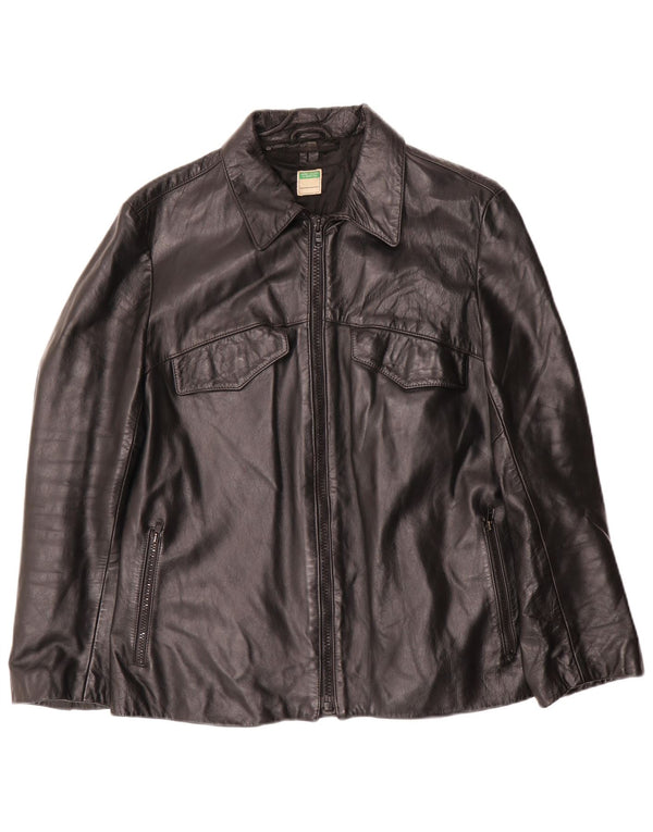 Giacca in pelle da donna Benetton UK 14 media pelle nera