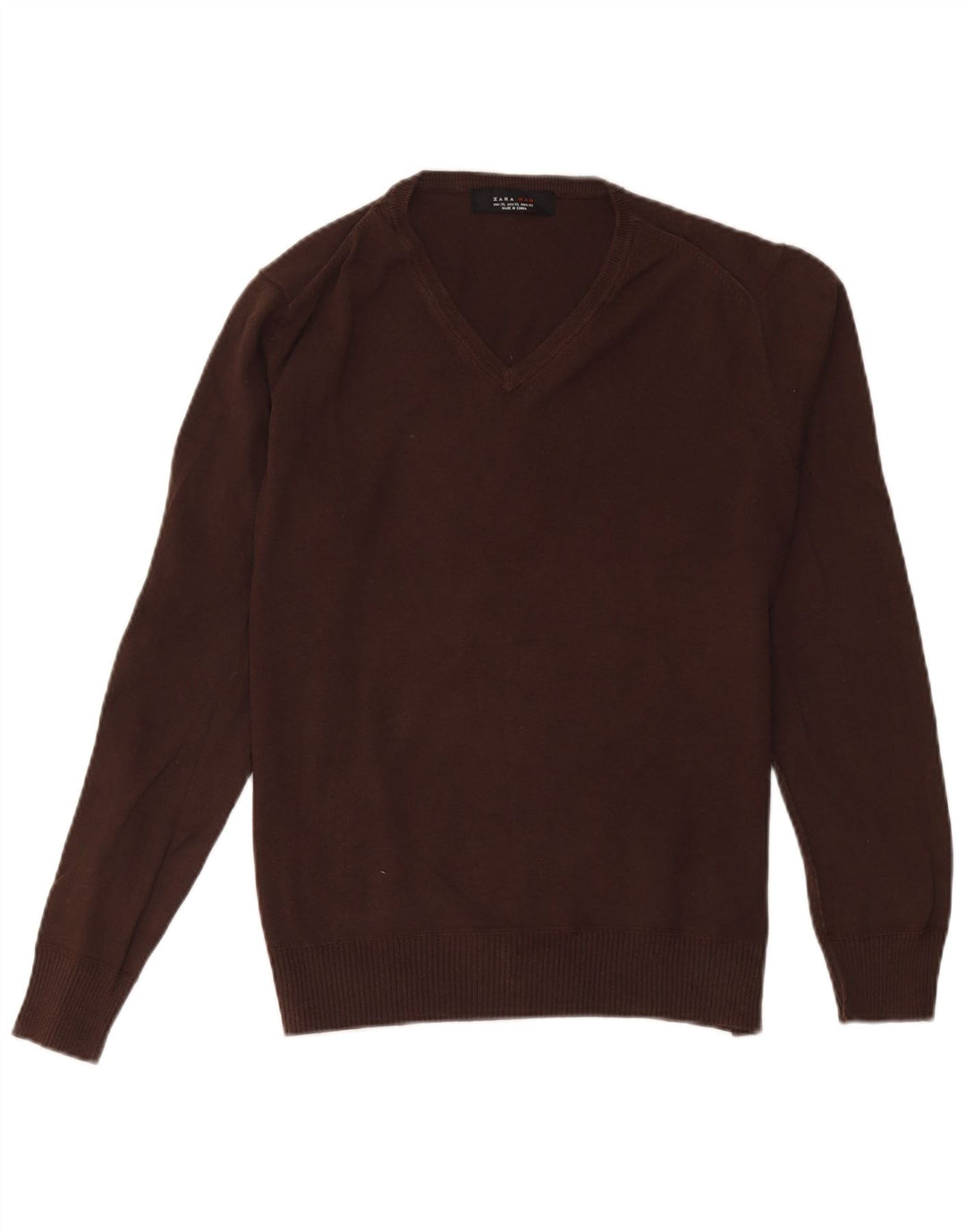 Maglione Zara da uomo con scollo a V XL Marrone