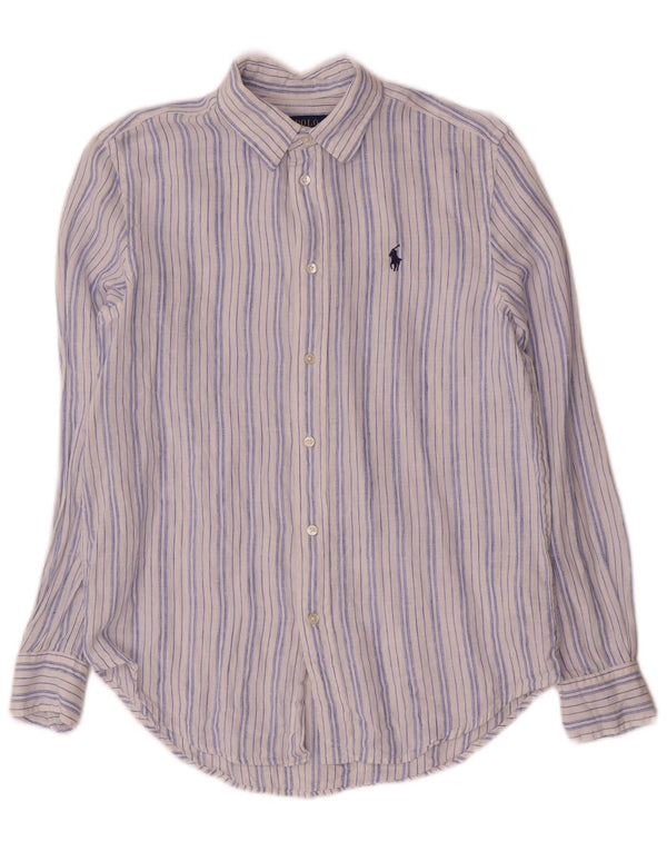 Polo Ralph Lauren Camicia da uomo dalla vestibilità comoda XS Lino a righe blu