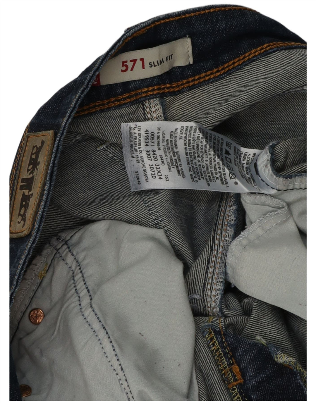 Jeans Levi's 571 Slim da donna W32 L30 in cotone blu navy