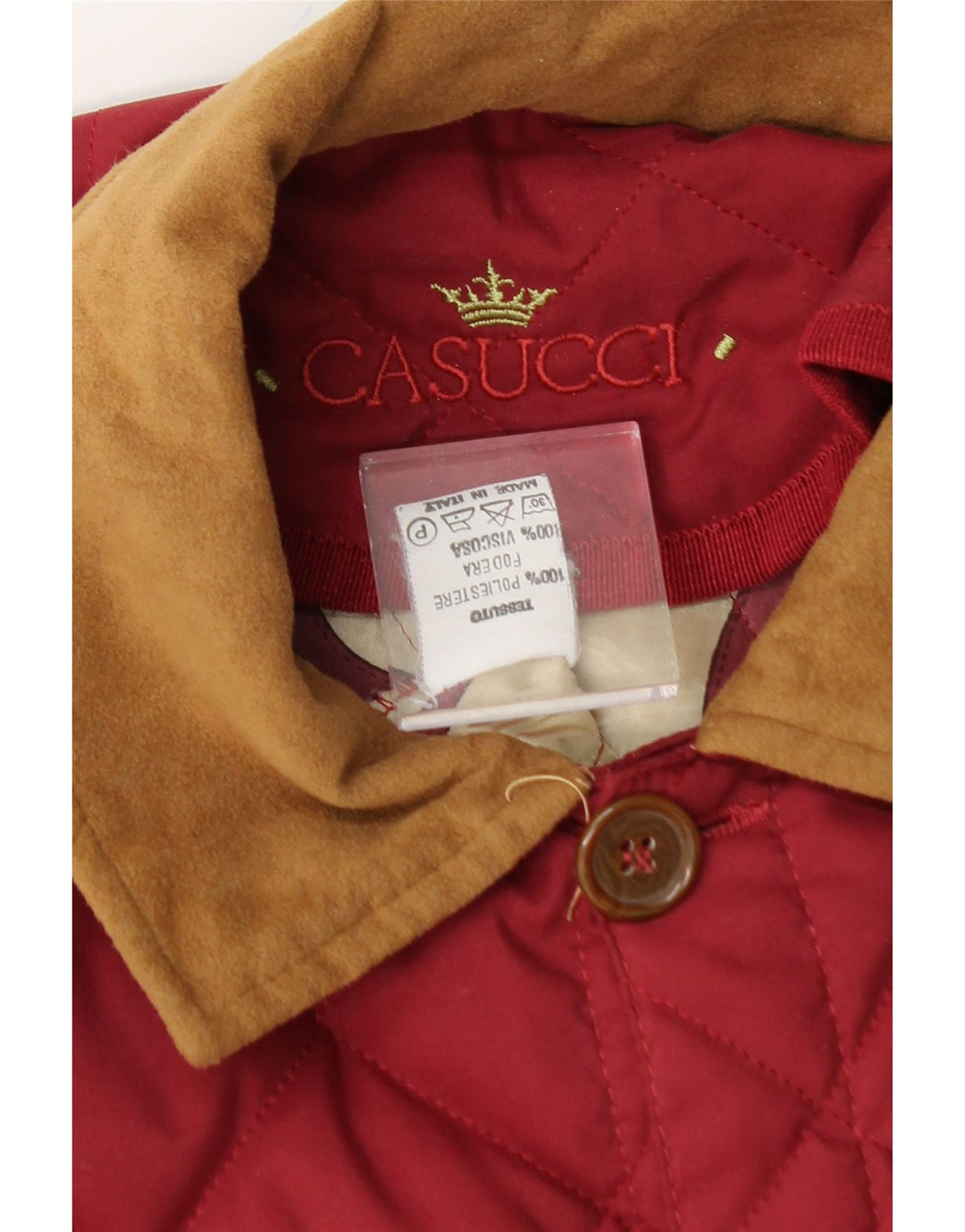 CASUCCI Womens Quilted Jacket UK 14 Medium Red Polyester Vintage Casucci and Second-Hand Casucci from Messina Hembry 