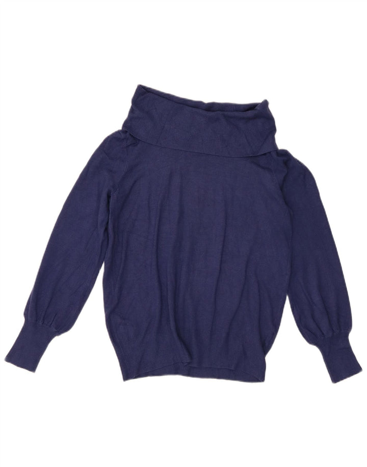 Maglione maglione a collo alto da donna Marks & Spencer UK 12 medio blu navy
