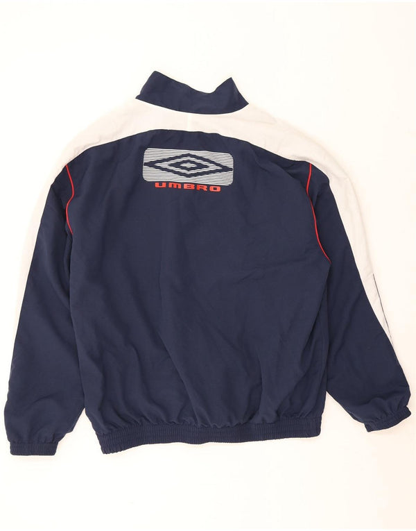 Giacca da ginnastica grafica da uomo Umbro XL XL in poliestere color block blu navy
