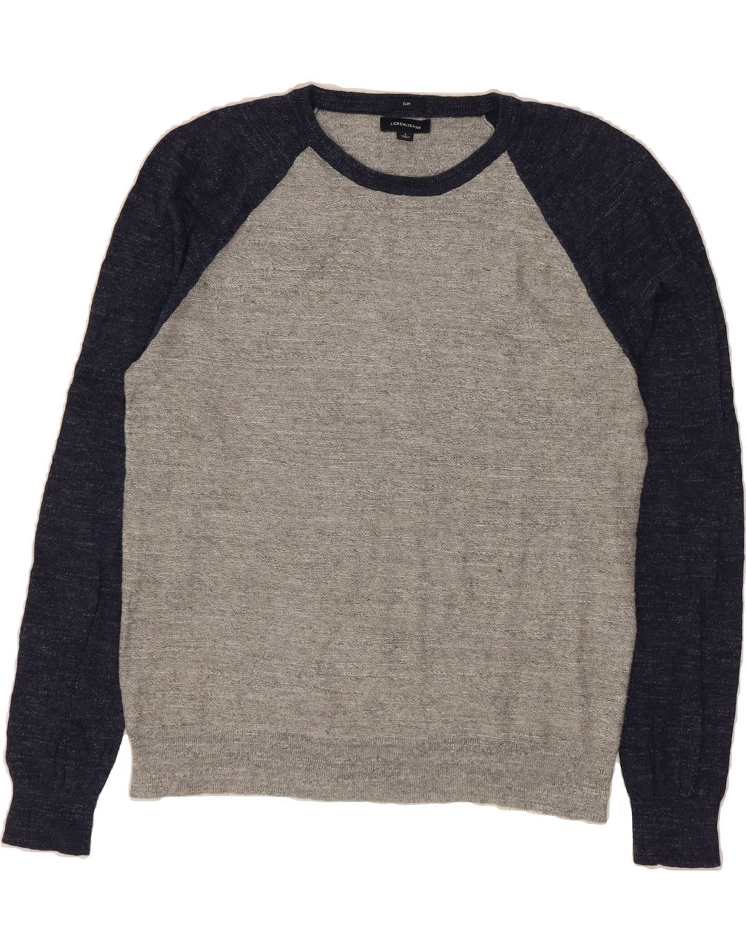 J. CREW Mens Slim Fit Crew Neck Jumper Sweater Large Grey Colourblock Vintage J. Crew and Second-Hand J. Crew from Messina Hembry 
