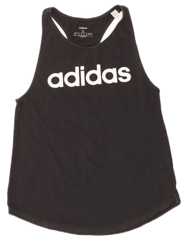Canotta grafica da donna Adidas UK 8/10 piccola in cotone nero