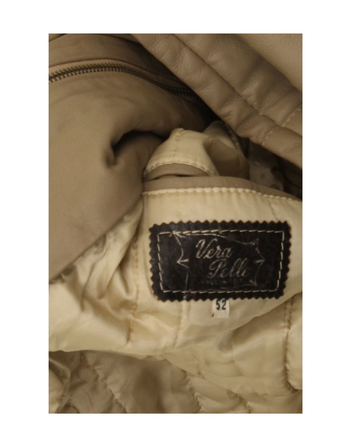 Giacca in Pelle Uomo VINTAGE IT 52 XL Pelle Beige