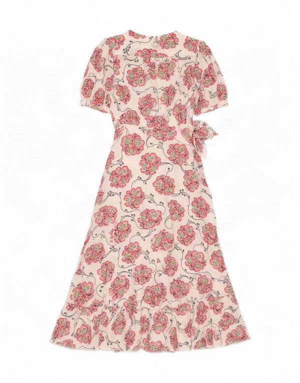 Marks & Spencer Womens Wrap Dress UK 12 Medium White Floral Viscose
