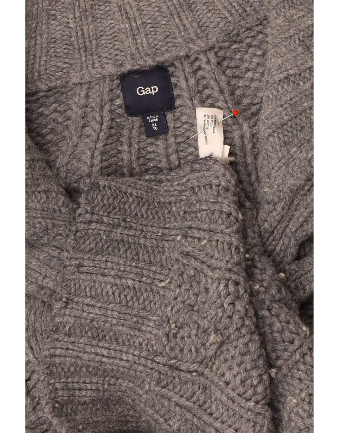 Maglione Gap da uomo con collo a bottoni XL in lana grigia
