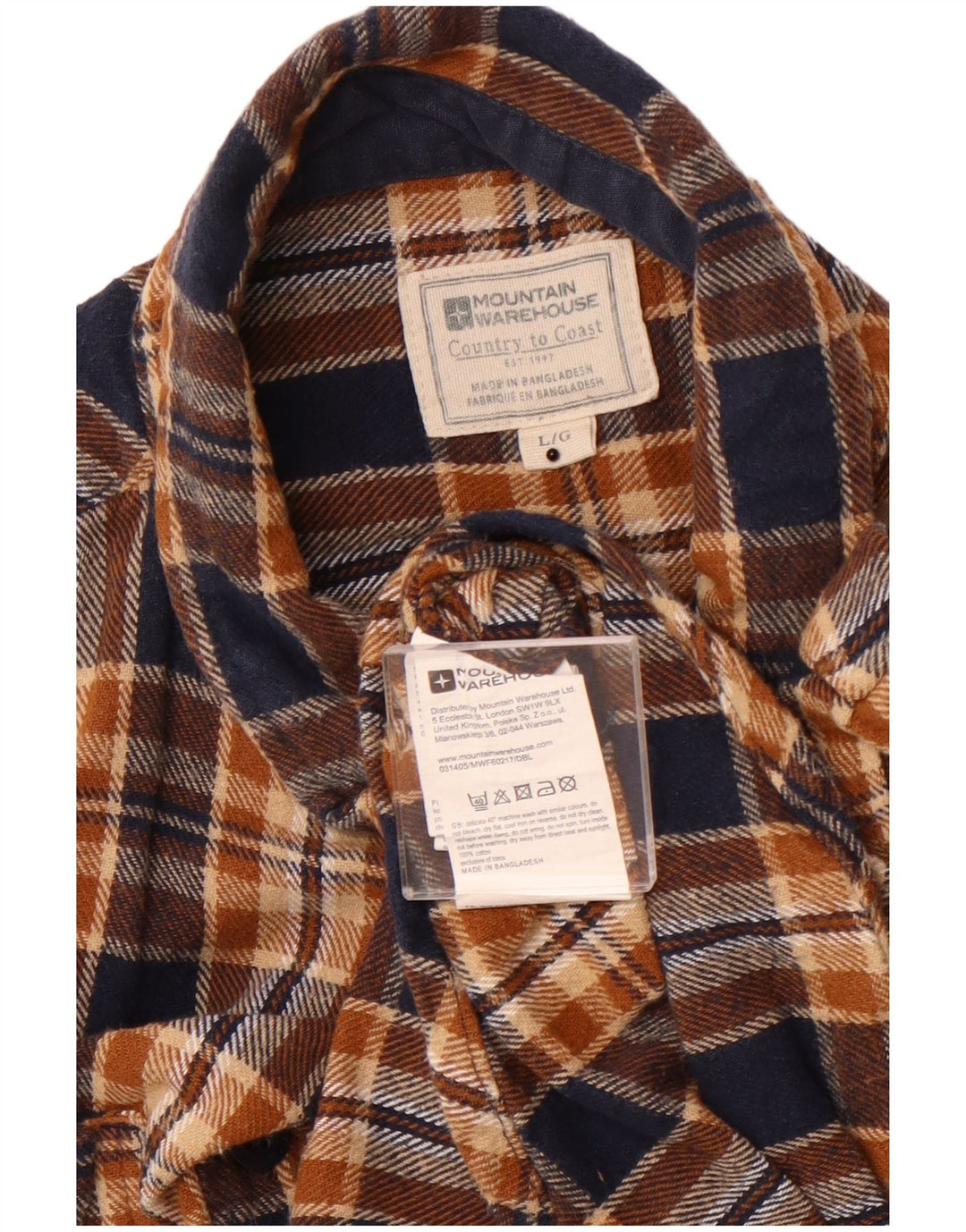 MOUNTAIN WAREHOUSE Camicia da uomo in flanella Grant Fit, cotone a quadri marroni grandi