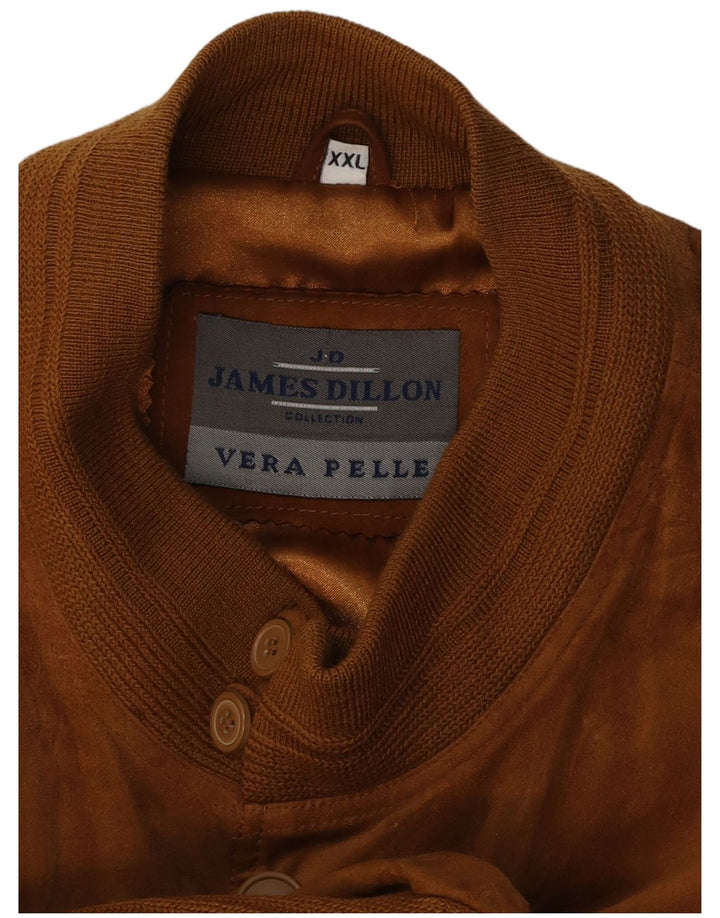 Giubbotto bomber in pelle scamosciata da uomo James Dillon UK 44 2XL Pelle marrone