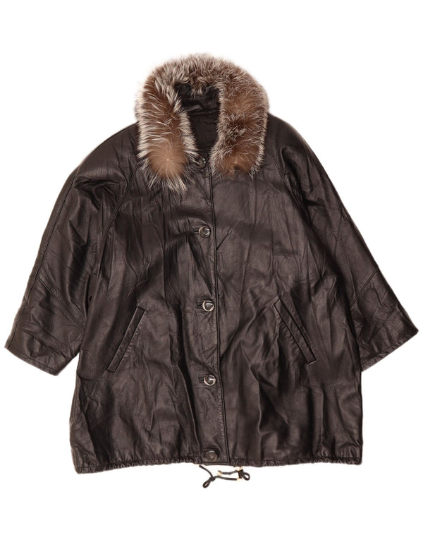 Cappotto in pelle da donna PAUL & WITE UK 20 2XL Pelle nera