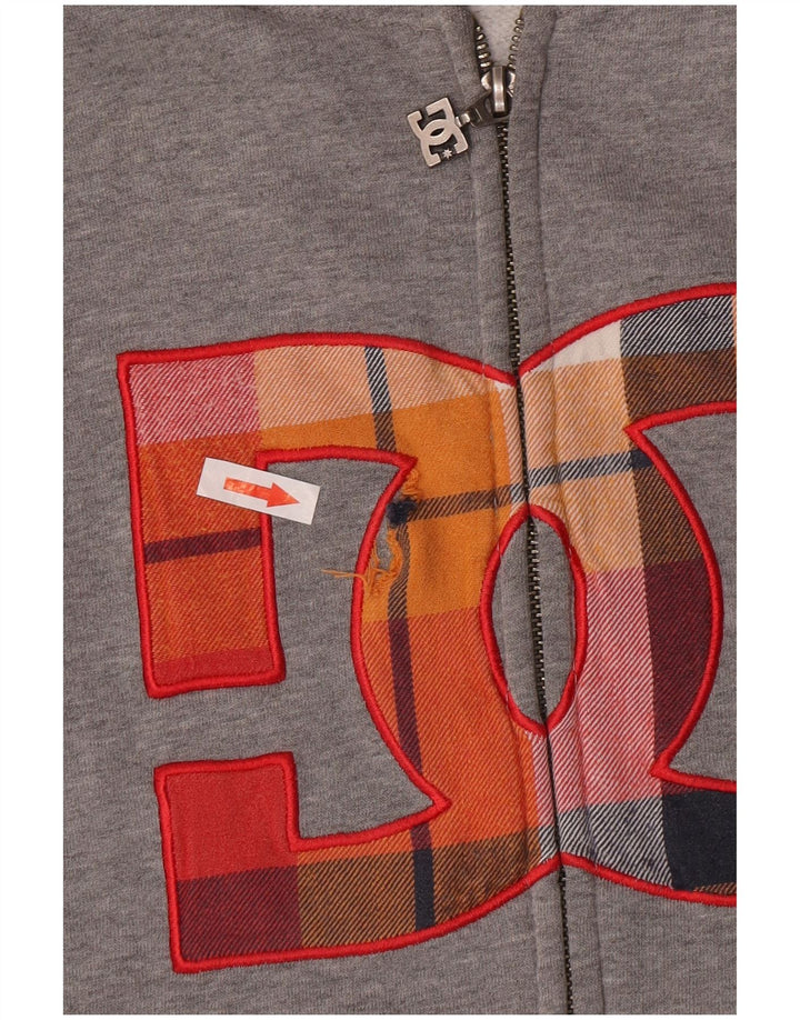 Felpa con cappuccio e zip grafica DC da uomo di colore grigio medio
