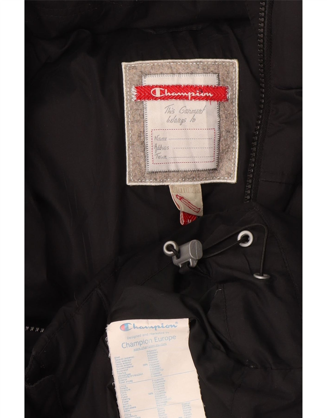 Giacca imbottita con cappuccio da donna Champion UK 14 poliestere nero medio